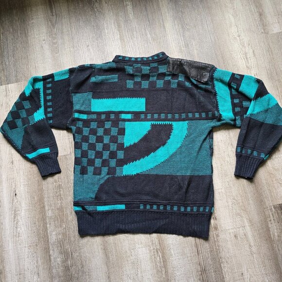 Vintage Uniform Code Vintage 90s Sweater Textured Abstract Cosby Leather Medium - Picture 14 of 15